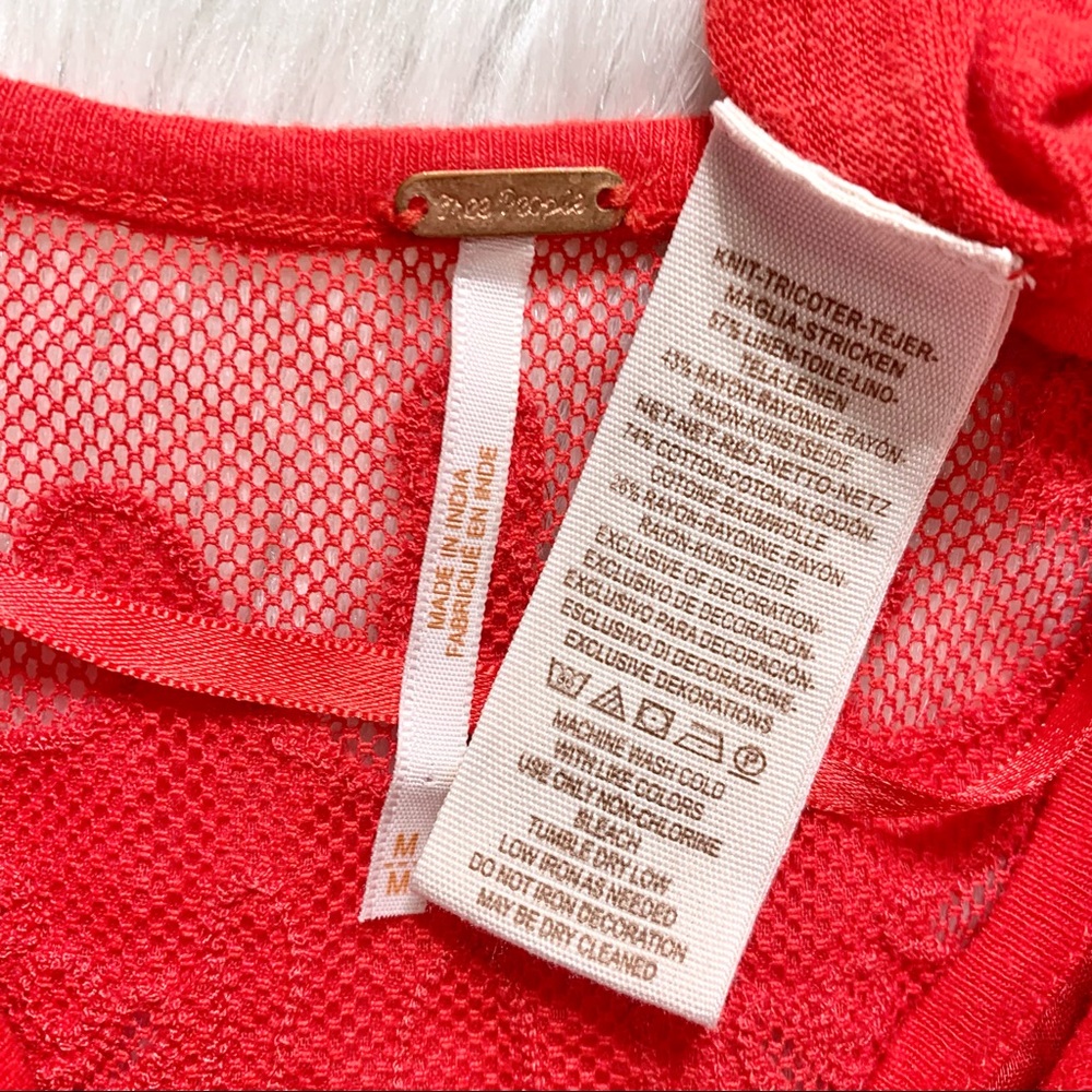 SOLD-Free People Lace Neck Red Sleeveless Swing Tunic - Picture 12 of 13